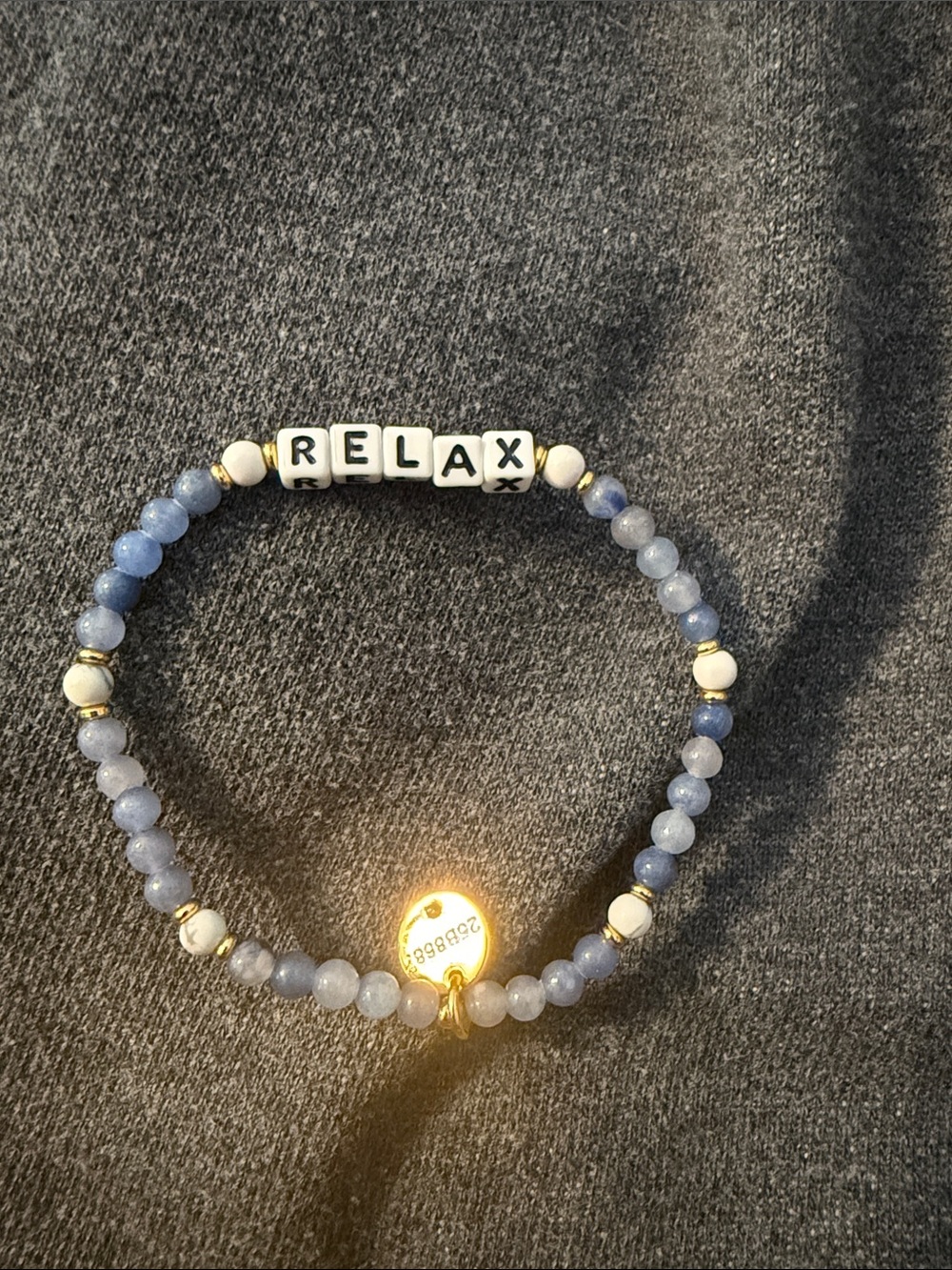 Little Words Project- Stretch Bracelet - Blue "RELAX" Letter Beads